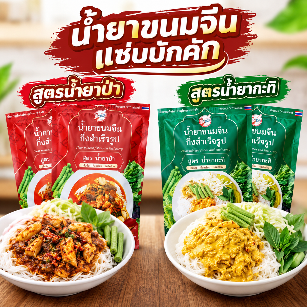 น้ำยาขนมจีนน้ำยาป่า-น้ำยากะทิ แซ่บบักคัก 100g.