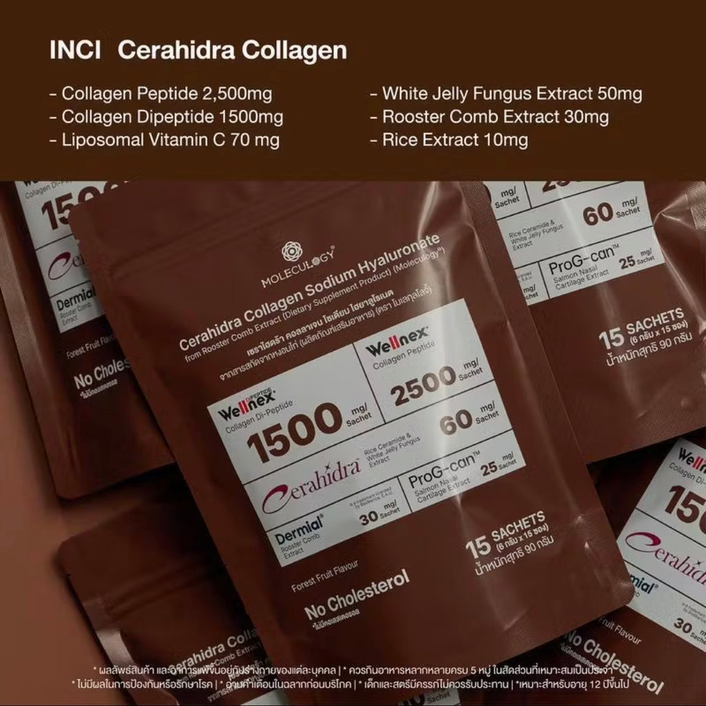 Moleculogy CERAHIDRA Collagen Sodium  Hyaluronate (15 Sachets)