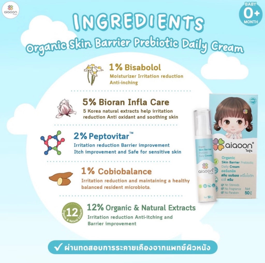 aiaoon Organic Skin Barrier Prebiotic Daily Cream 50ml.